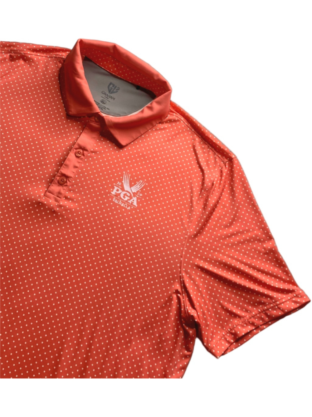 Graham Luxe PGA Valhalla Polo Mens XL Coral Dot 2024 Golf Shirt